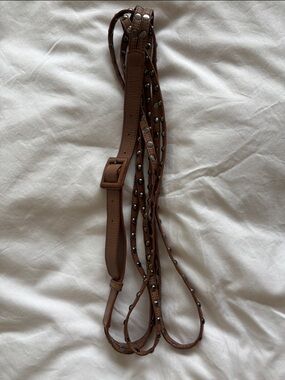 Sarah Pacini Tan Leather Belt with Silver Studs